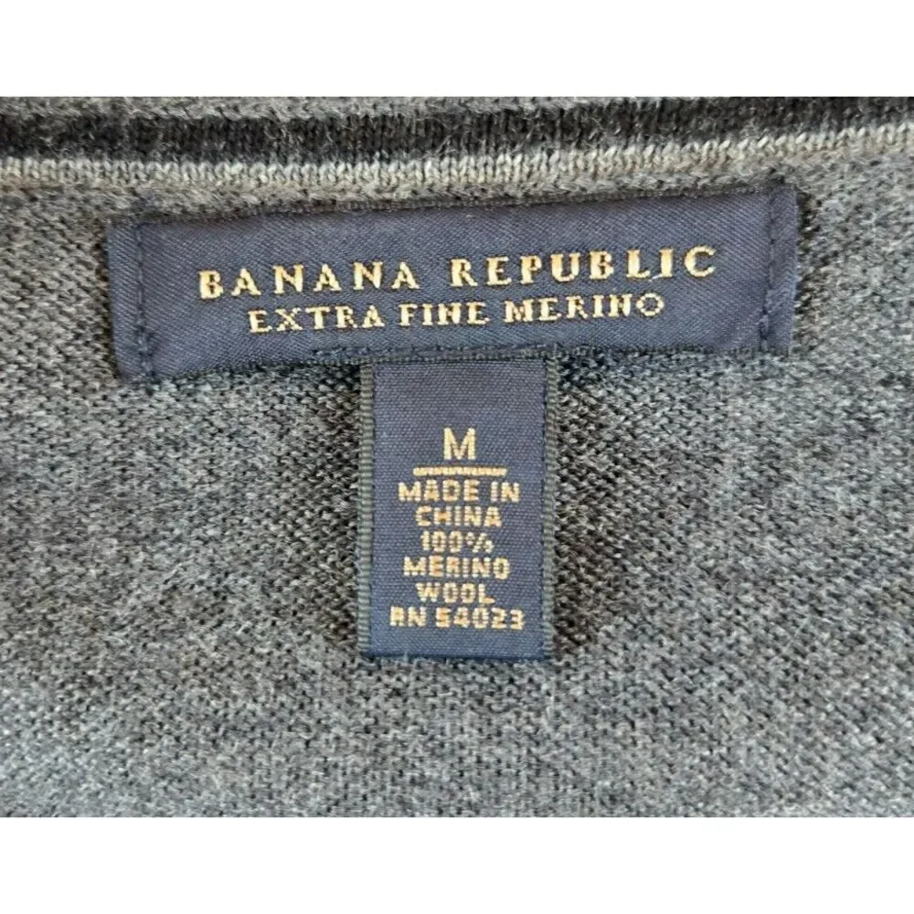 Banana Republic Sweater Men's Size M Plaid Argyle Extra Fine Italian Merino Wool